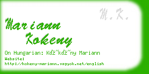 mariann kokeny business card